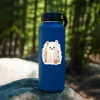 Funny Cute Ghost Horror White Stickers thumbnail 3