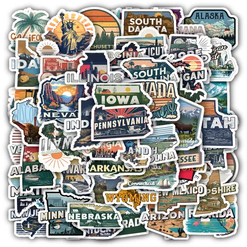 Usa States Sticker Set