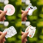 Funny Cute Ghost Horror White Stickers thumbnail 2
