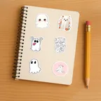Funny Cute Ghost Horror White Stickers thumbnail 5