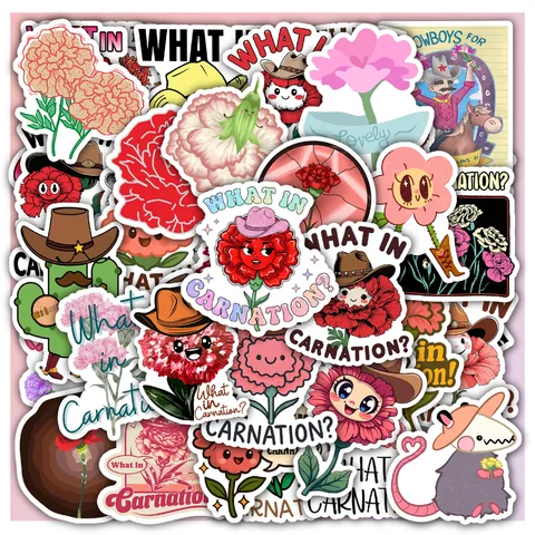 What in Carnation Cowboy Sticker Set