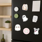 Funny Cute Ghost Horror White Stickers thumbnail 7