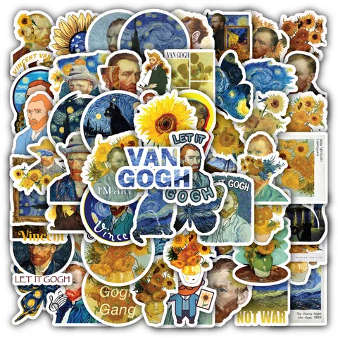 Van Gogh the Starry Night Sunflowers Art Stickers