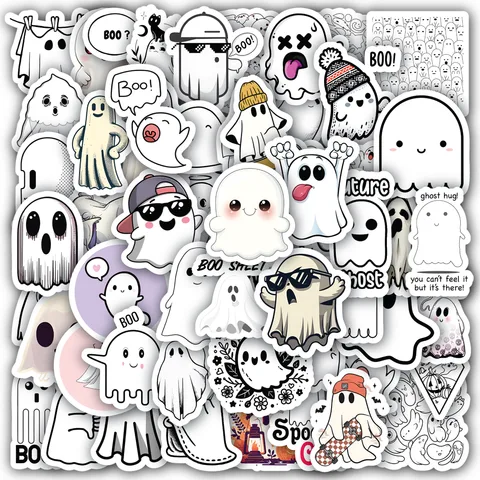Funny Cute Ghost Horror White Stickers