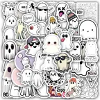 Funny Cute Ghost Horror White Stickers thumbnail 1